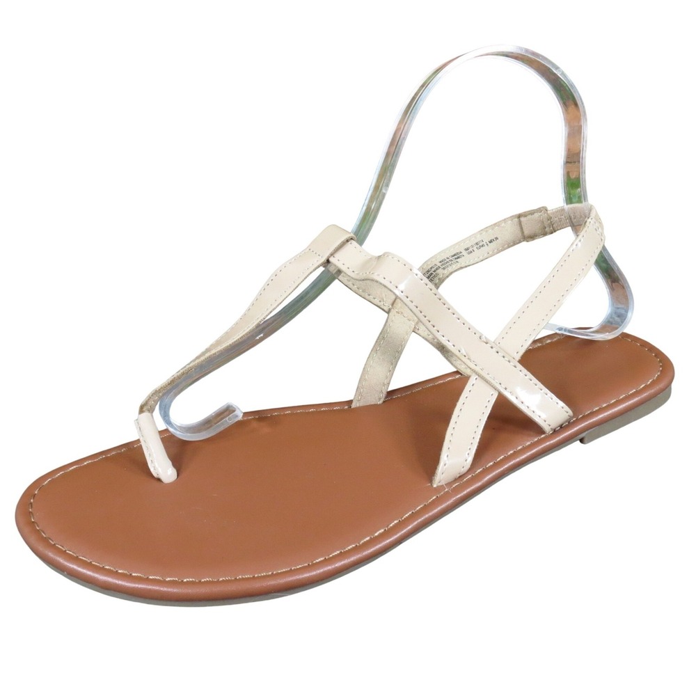Time & Tru Women Sandal Size 9 Casual Summer Strappy‎ Slingback Beige Synthetic